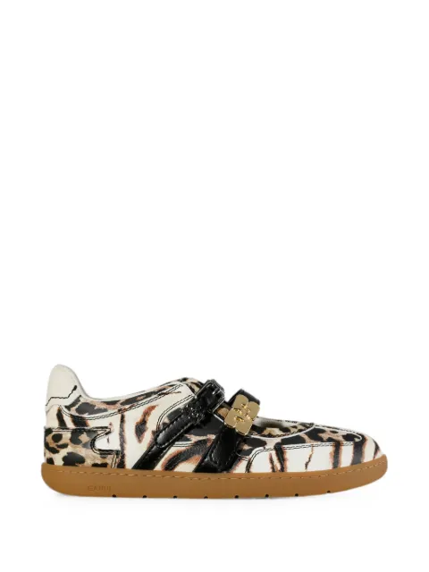 GANNI animal-print buckle ballet flats Neutrals D1040