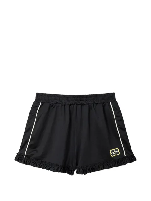 GANNI ruffle-trim shorts Black A1110081