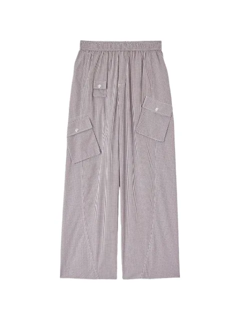 GANNI check-print cargo pants Brown A1080143