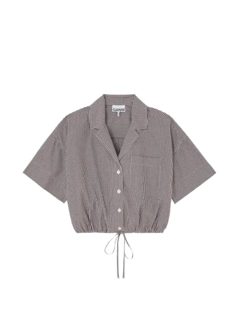 GANNI check cropped shirt Brown A1040308