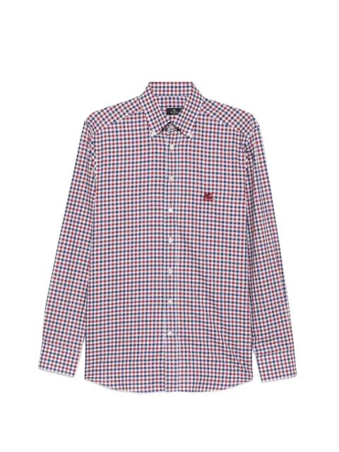 ETRO gingham-check embroidered-logo shirt White MRIB000499TQ514