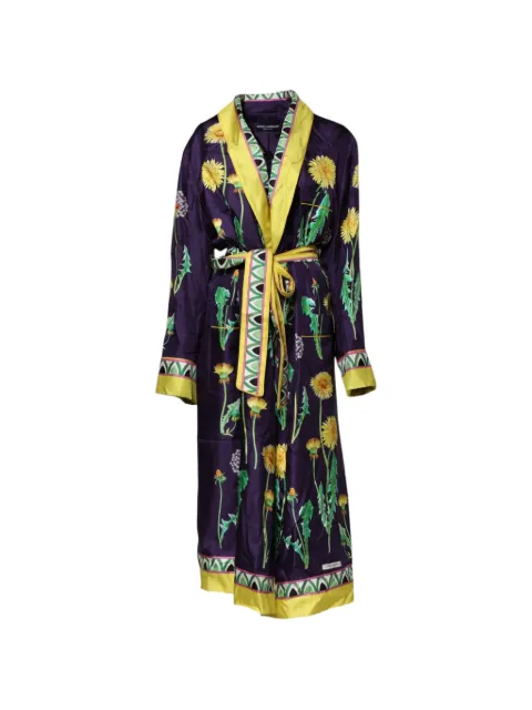 Dolce & Gabbana floral-print silk robe Purple P00901954