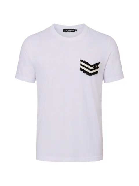 Dolce & Gabbana chevron-patch frayed T-shirt White G8PN9ZG7NRN