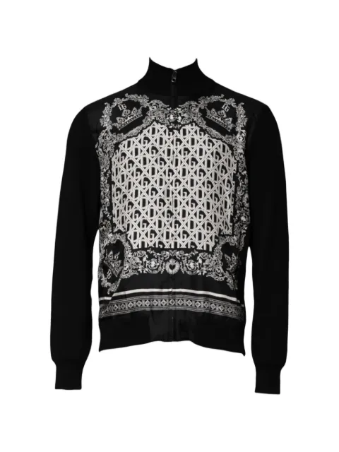 Dolce & Gabbana bandana-print zip-up sweater Black TSH90603