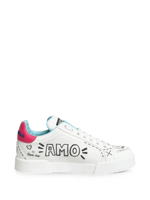 Dolce & Gabbana graffiti-print leather sneakers White CS1772AH502
