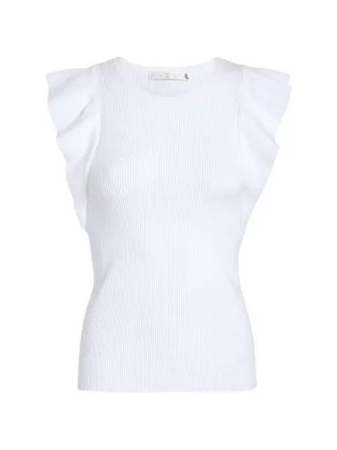 Marie Oliver Rory ruffled ribbed-knit top White PK016C21