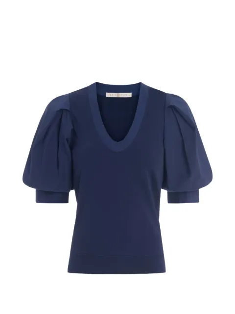 Marie Oliver Viva puff-sleeve cotton top Blue 921T120WSS25