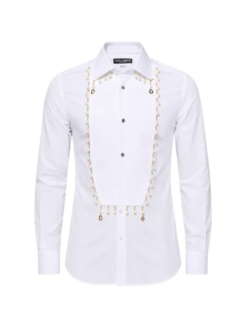 Dolce & Gabbana pearl-embellished DG logo shirt White TSH91330