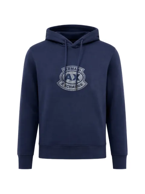 Armani Exchange stretch cotton blend hooded sweatshirt Blue XM002332AF1