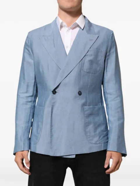 Dolce & Gabbana double-breasted linen blazer Blue G2QS7THUMHJ