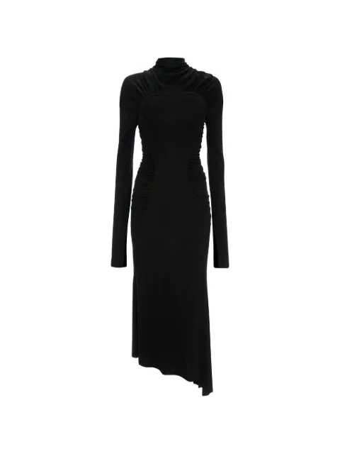 Victoria Beckham ruched asymmetric midi dress Black 1326WDR007472A