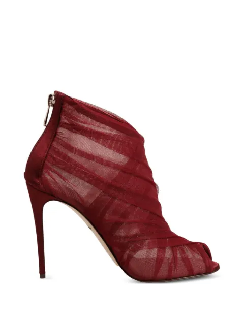 Dolce & Gabbana ruched tulle ankle boots Red DOL13099