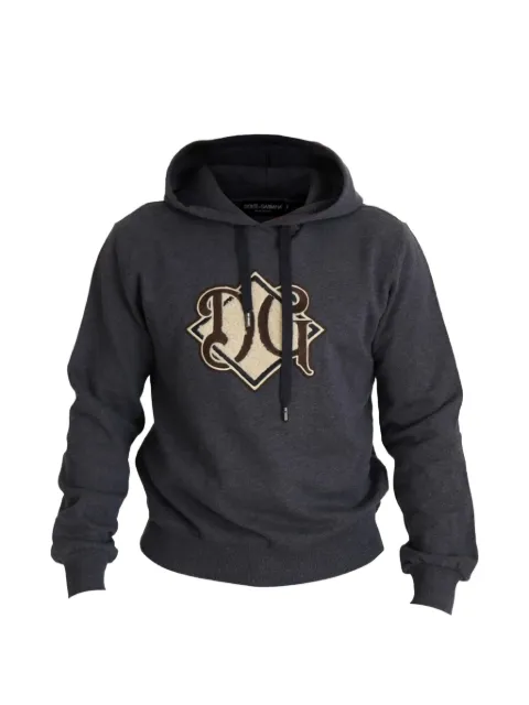 Dolce & Gabbana logo-embroidered cotton hoodie Grey G9VC8Z