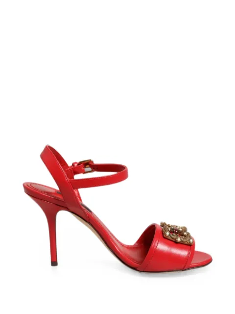 Dolce & Gabbana DG Amore pearl-embellished sandals Red CR0739AC606