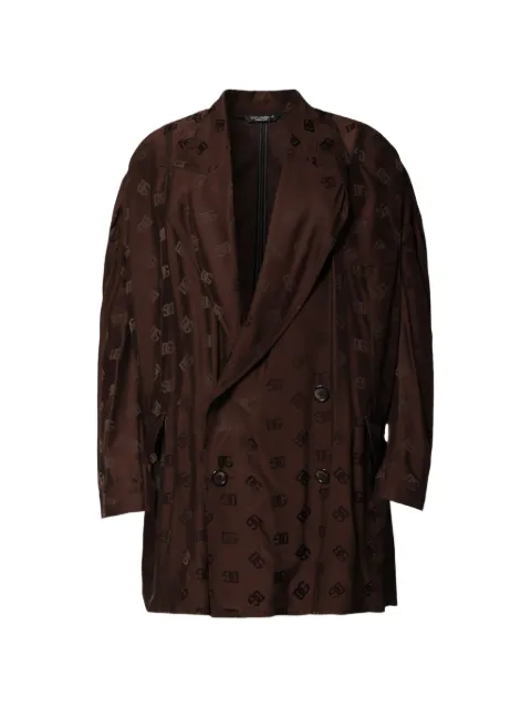 Dolce & Gabbana logo-monogram double-breasted coat Brown G2SF2TFJ8AM