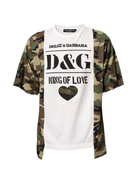 Dolce & Gabbana camouflage-print logo-print T-shirt White 9061914378455