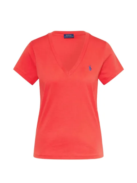 Polo Ralph Lauren logo-embroidered V-neck T-shirt Red 211B14611002