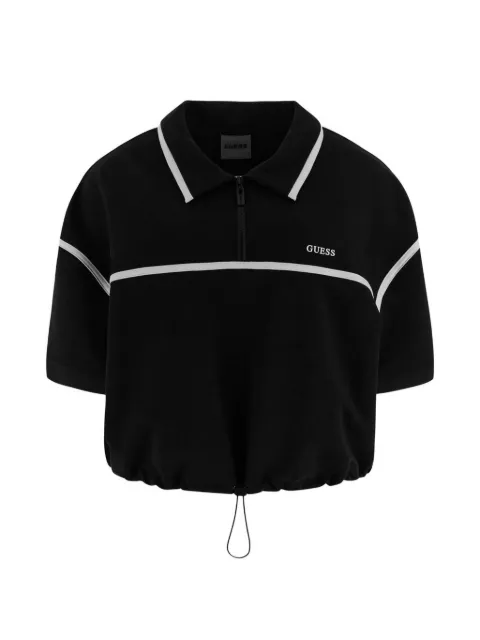 GUESS USA logo-embroidered half-zip polo top Black V6GP01K2945