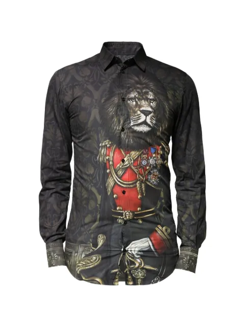 Dolce & Gabbana Gold lion-print shirt Black G5EJ0T