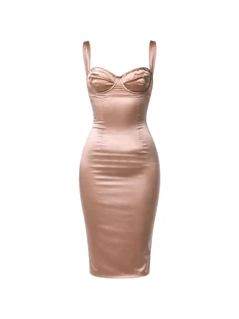 Dolce & Gabbana satin-finish bustier midi dress Pink P01024566