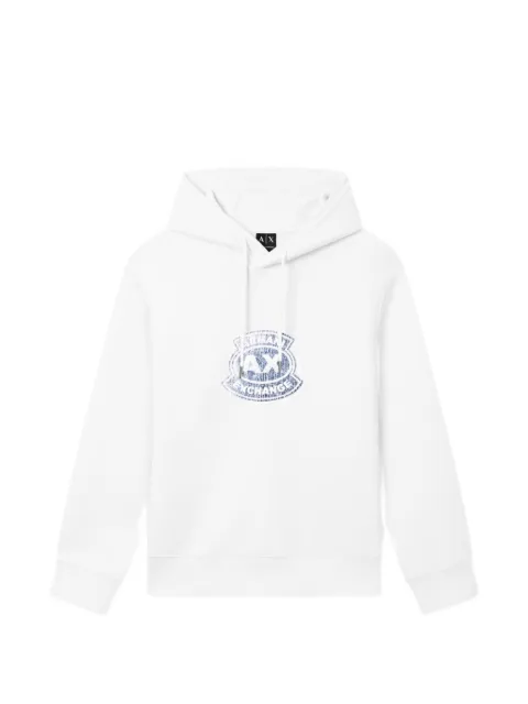 Armani Exchange logo-print hoodie White XM002332AF10818