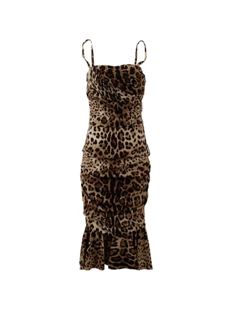 Dolce & Gabbana leopard-print ruched dress Neutrals F63D4TFSADD