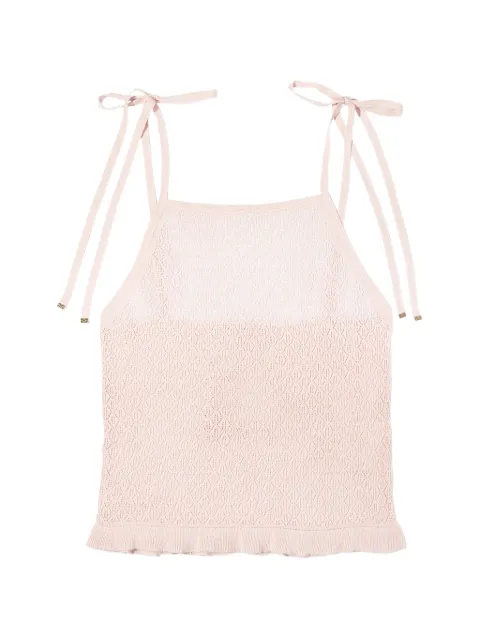 GANNI pointelle-knit tank top Pink A1040