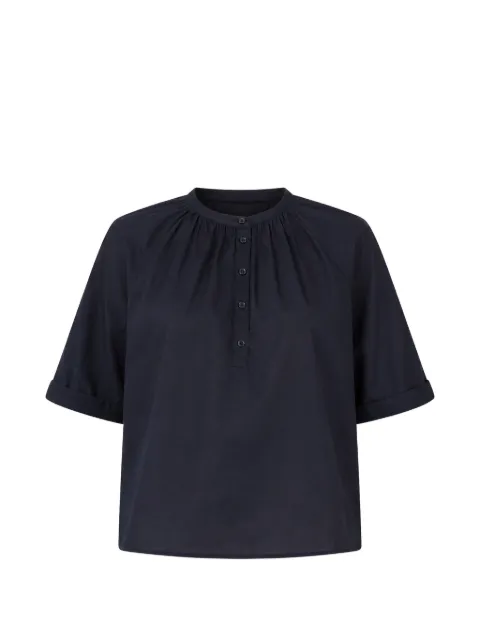 Officine Generale gathered-detail short-sleeve blouse Blue S26WSHI003
