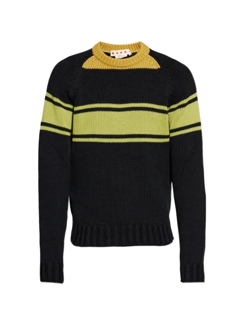 Marni striped logo-patch sweater Black GCMG0498Q0UFC851