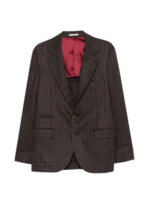 Brunello Cucinelli pinstripe peak-lapel blazer Brown MV4407BTDHC006