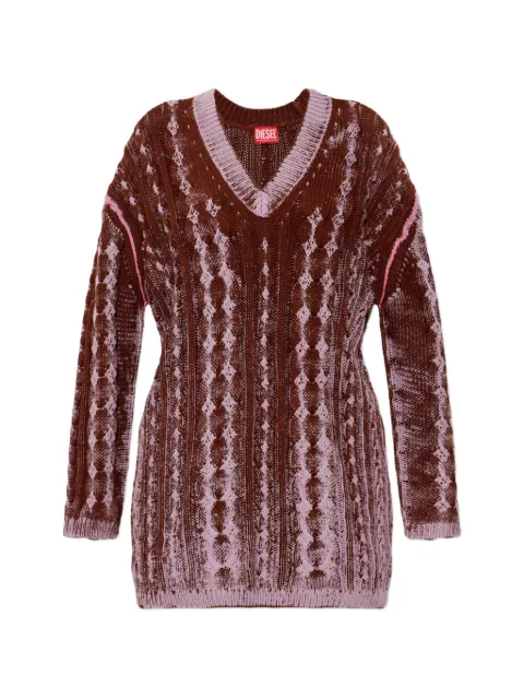 Diesel M-ELGA cable-knit diamond-pattern sweater Brown A230680PLDX