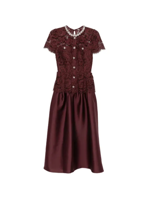 Self-Portrait lace-panelled belted midi dress Brown PF26912MBU