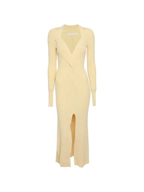 Dion Lee twist-detail rib-knit midi dress Yellow 1358112