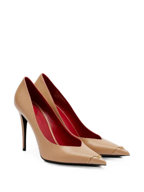 Valentino Garavani Heartip VLogo Signature pointed-toe pumps Neutrals WS0QD7YEA