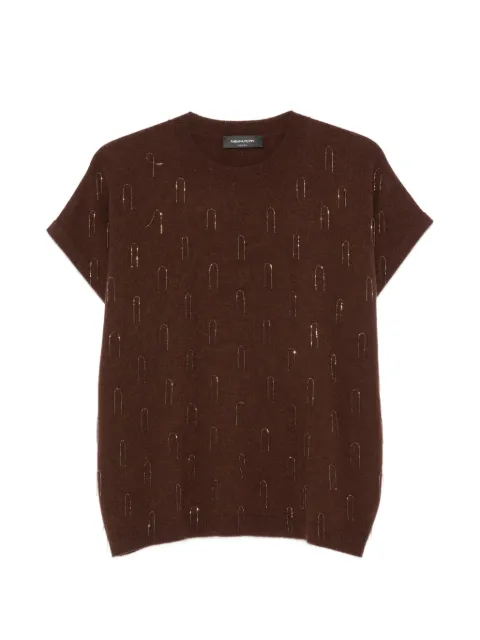 Fabiana Filippi bead-embellished short-sleeve sweater Brown MAD216F525M281