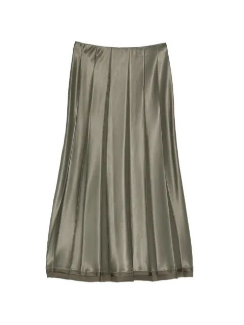 Vince pleated-design satin-finish midi skirt Green V207131131