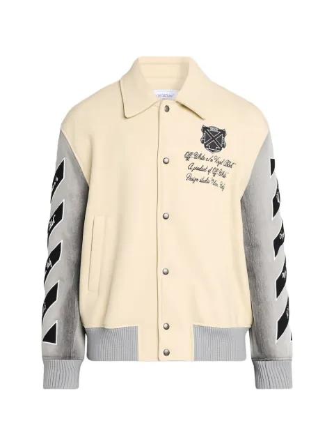 Off-White logo-embroidered varsity jacket Neutrals OMEK008S26FAB0011100