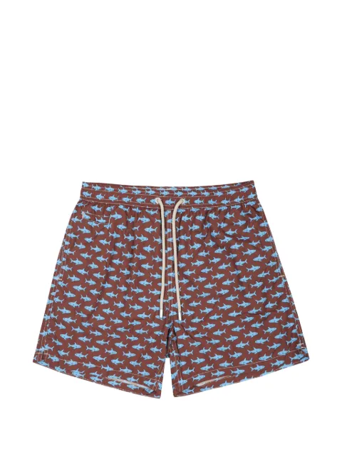 MC2 Saint Barth shark-print drawstring swim shorts Brown LIG000308350L1830