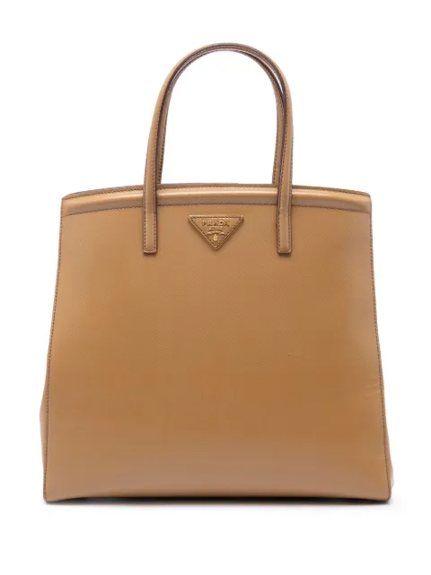 Prada Pre-Owned 2010-2026 Saffiano Vernice Parabole satchel Brown FGP2YENPV9ADXYXX