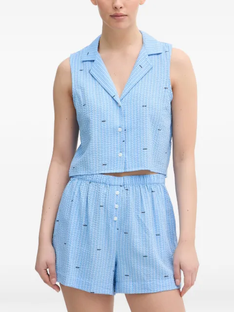 DKNY logo-print seersucker pajamas Blue YI50110