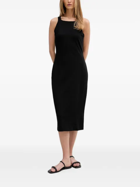 DKNY logo-strap sleeveless midi dress Black P6DD0FNZ