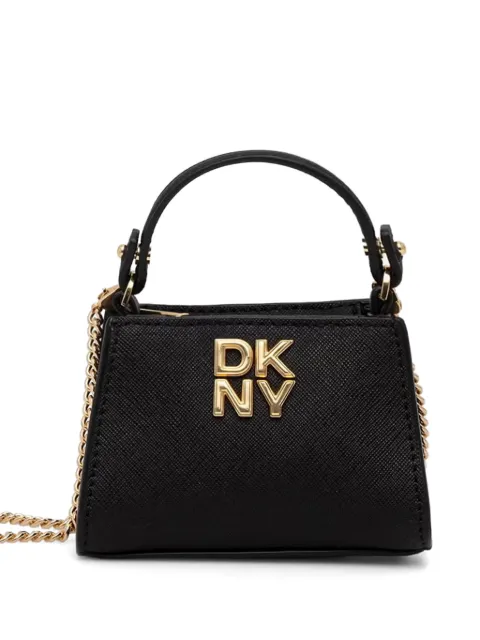 DKNY micro Foster logo-plaque chain-link mini bag Black R52D1L94