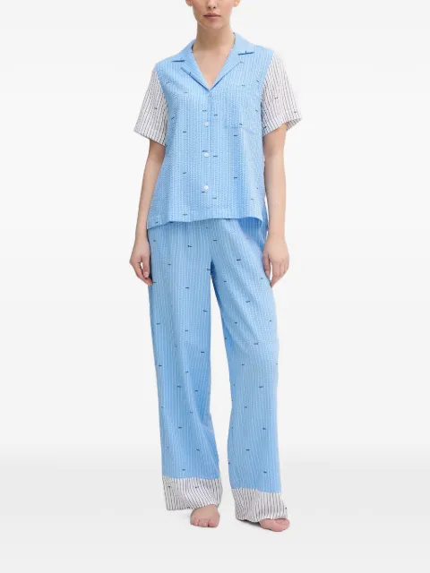 DKNY logo-print seersucker pajamas Blue YI90110