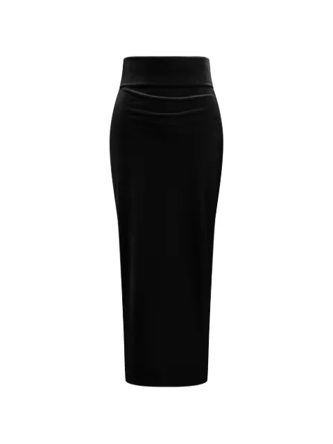 Alberta Ferretti ruched velvet midi skirt Black AEF262M01055141