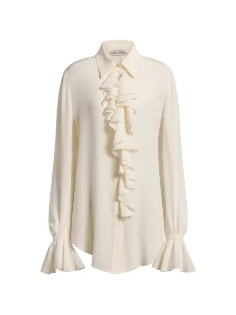 Alberta Ferretti ruffled silk-blend blouse Neutrals 020751170008