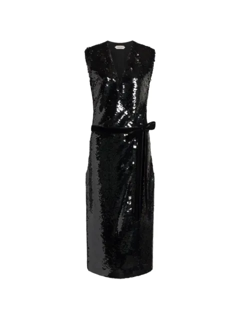 Alberta Ferretti sequin-embellished belted midi dress Black AEF262M04495145