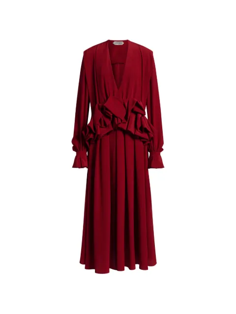 Alberta Ferretti ruffled V-neck midi dress Red AEF262M04545117