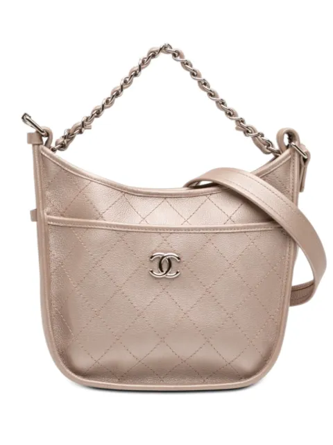 CHANEL Pre-Owned 2018 Small Quilted Metallic Calfskin Jungle Stroll Hobo satchel Pink JJQD8LTZBT0FB6TK
