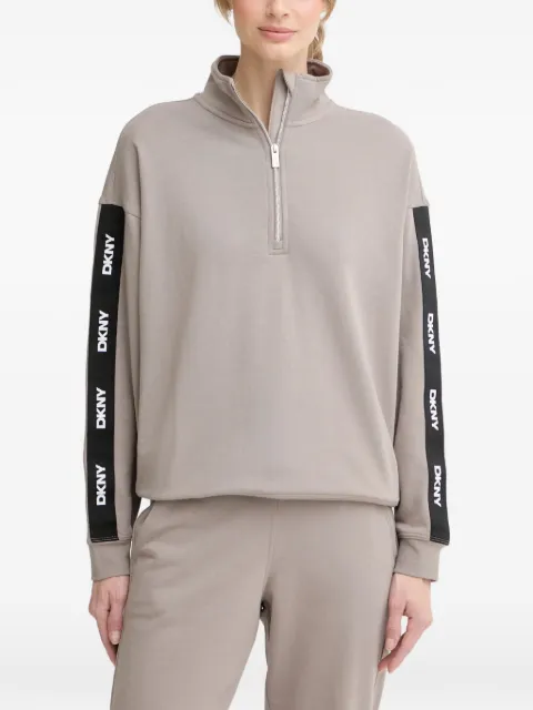 DKNY logo-tape quarter-zip sweatshirt Neutrals DP6T1656
