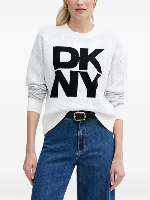 DKNY logo-detail perforated-knit sweater White P5MSAY12